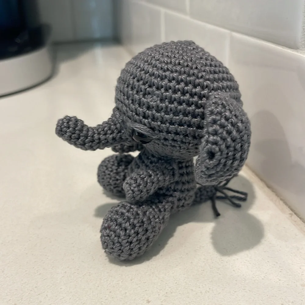 Handcrafted Elephant Figure Toy Crochet Amigurumi Doll Decor - Picture 3 of 11